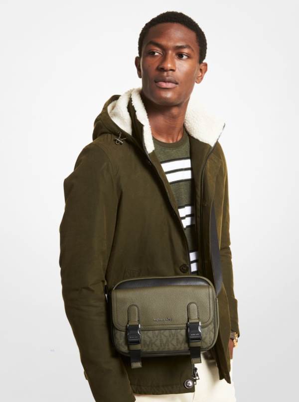 Panske Crossbody Kabelka Michael Kors Hudson Large Leather Olivovo Zelená - Tasky Michael Kors Nejlevnejsi | CKBVP-5732